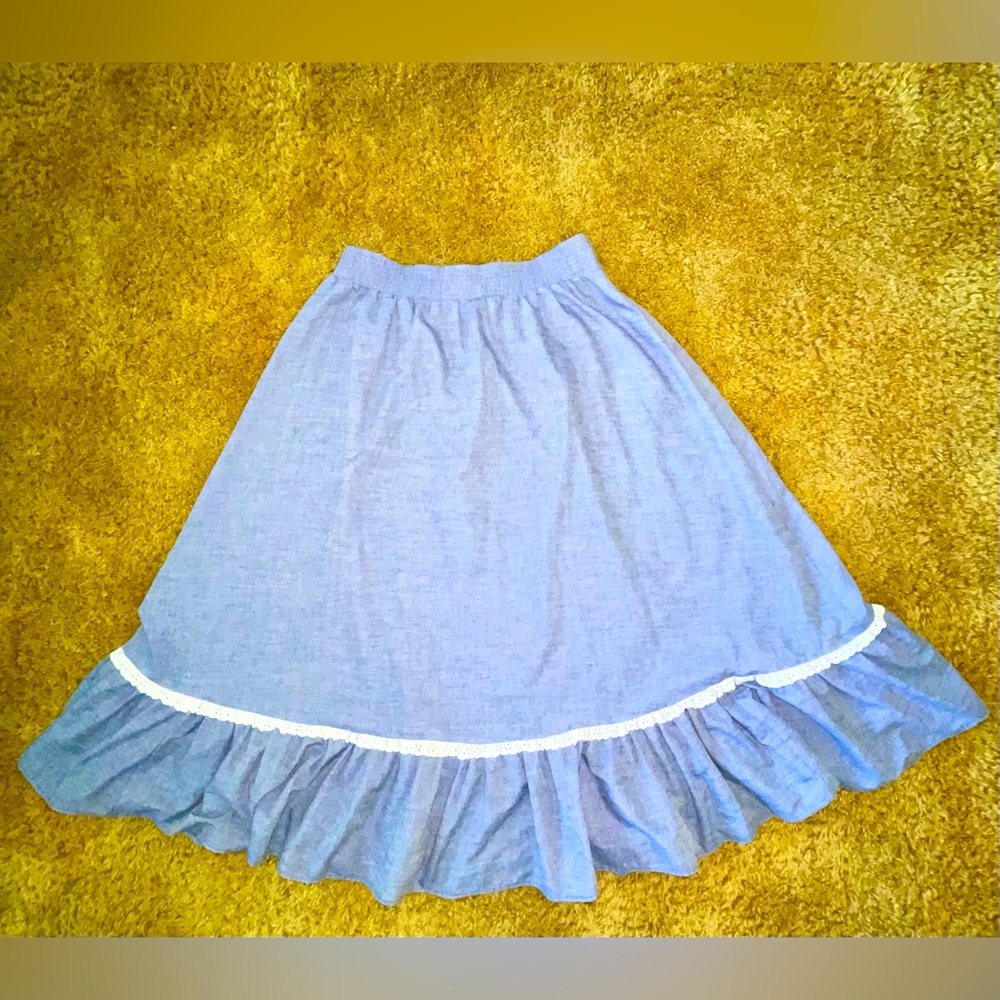 Vintage Maxi Skirt  Blue 16 prairie cottagecore garden modern M/L